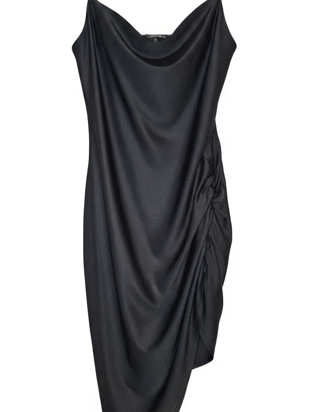 Papermoon Black Satin Asymmetrical Slip Dress - Picture 3 of 7